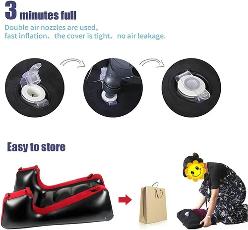 Miniatura 5 de Sofá cama inflable con cojín de almohada, sillón portátil, relajación Cojín Rojo