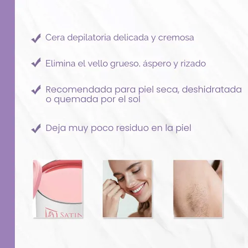 Miniatura 4 de Cera depilatoria en crema de lujo Satin Smooth - Cera suave para cara y cuerpo, depilación profesional para piel sensible, cabello grueso y rizado