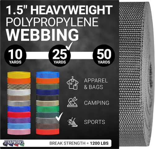 Miniatura 19 de Strapworks Heavyweight Polypropylene Webbing - Heavy Duty Poly Strapping for Outdoor DIY Gear Repair, 1.5 Inches