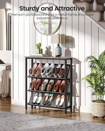 Miniatura 4 de CHOEZON Zapatero, Estante de Almacenamiento de Zapatos Inclinado de 4 Niveles, Zapatero Estrecho para Entrada, Organizador de Zapatos con Patas