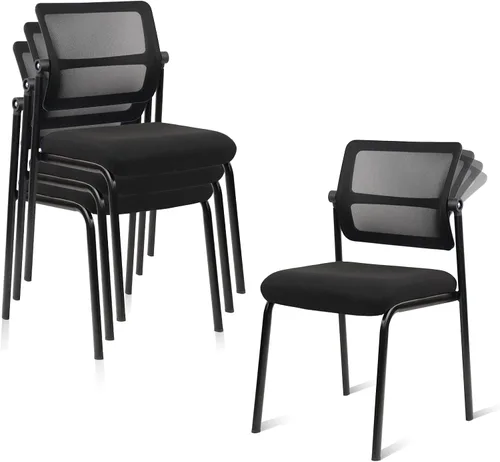 Miniatura 11 de CLATINA Sillas de escritorio de oficina apilables de malla, portátil, apilable, a granel, para sala de espera, sin brazos, con respaldo ajustable