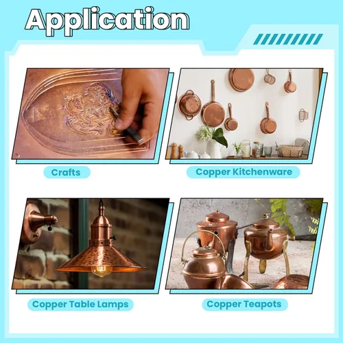 Miniatura 7 de Hoja de cobre, 2 piezas de placas de cobre de 6 x 4 pulgadas de calibre 24 (0.020 in) de grosor, láminas de cobre puro 99% para manualidades