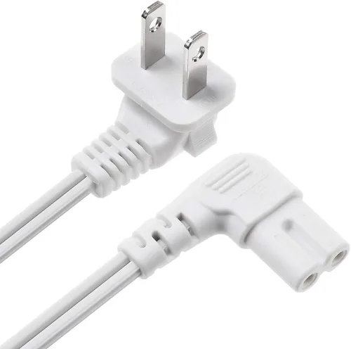 Miniatura 2 de Cable de alimentación universal de 2 clavijas en ángulo de 18 AWG, NEMA 1-15P a IEC320 C7 Figura 8 Conector de escopeta, cable de alimentación