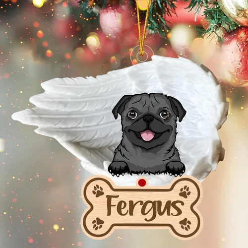 Miniatura 30 de Adorno de perro afgano de 1 ángel, adorno acrílico 2D personalizado conmemorativo para perros, regalo por pérdida de mascotas, regalo