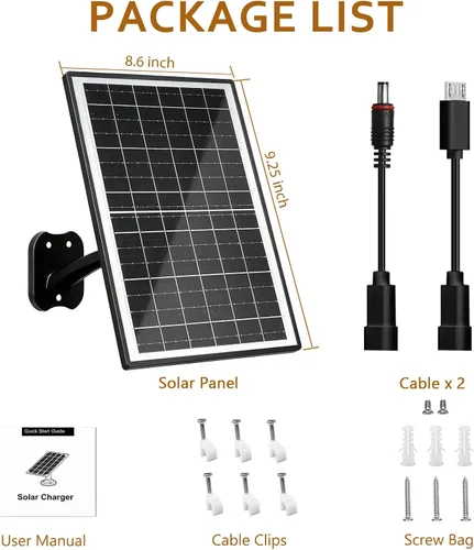Miniatura 2 de Zivif 13W Solar Panel for Security Camera, Solar Charger with USB-C/USB & 5.5x2.1mm DC Cbale, Compatible with 5V Battery Powered Camera, 360°