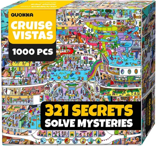 Miniatura 9 de QUOKKA Rompecabezas de 1000 piezas para adultos y adolescentes – Rompecabezas de adultos con animales y secretos ocultos y audiocuento – Juego