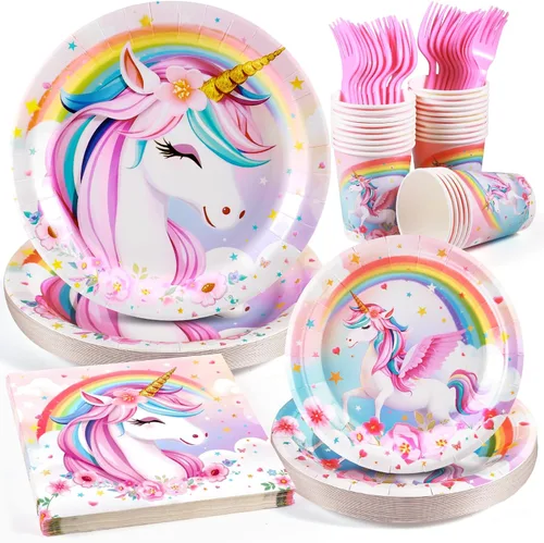 Miniatura 10 de Suministros de fiesta de cumpleaños de mariposa, juego de vajilla desechable de mariposa de 120 piezas con platos, vasos, servilletas y tenedores