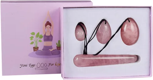 Miniatura 7 de Juego de huevos Yoni de cuarzo rosa natural, huevo de jade, músculo vaginal, reafirmante Kegel, ejercicio, varita Yoni, higiene femenina, huevo