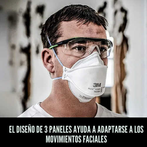 Miniatura 5 de 3M Aura Particulate Respirator 9205+ N95, Lightweight, 3 Panel Designed Helps Provide Comfortable and Convenient Respiratory Protection, 3-Pack