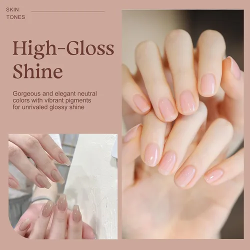 Miniatura 4 de TONITU G · Juego de 6 esmaltes de uñas de gel de gelatina, color rosa pálido, rosa pálido, rosa polvoriento, melocotón, malva, gris topo, kit