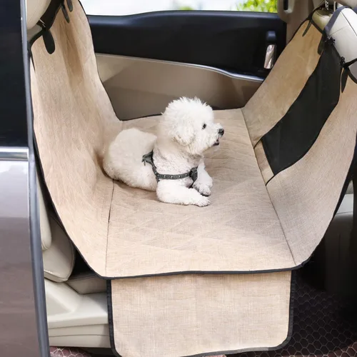 Miniatura 9 de VIVAGLORY Funda de asiento de perro para asiento trasero, ventana visual de malla con correa adicional y hebillas para mayor seguridad, fundas