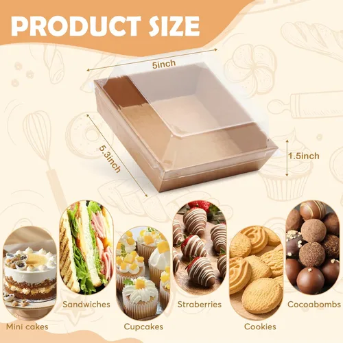 Miniatura 3 de 120 Cajas Pequeñas de Charcutería con Tapas Transparentes - Mini Cajas de Charcutería de Papel Desechable de 5 Pulgadas, Cajas de Postres