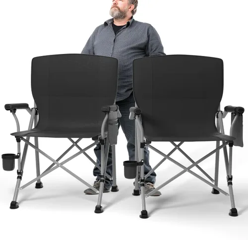 Oversized Camping Chair for Adults Heavy Duty,Heavy Duty Lawn Chair with Side Pockets,Outdoor Camping, Fishing, Beach,Hiking Foldable Camping Chair