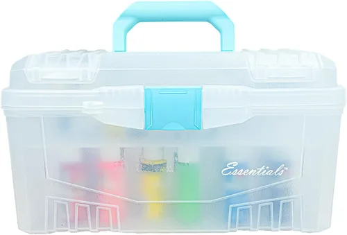 ArtBin Caja de suministro doble de 17 pulgadas, organizador portátil de arte y manualidades con compartimentos dobles, estuche de almacenamiento de