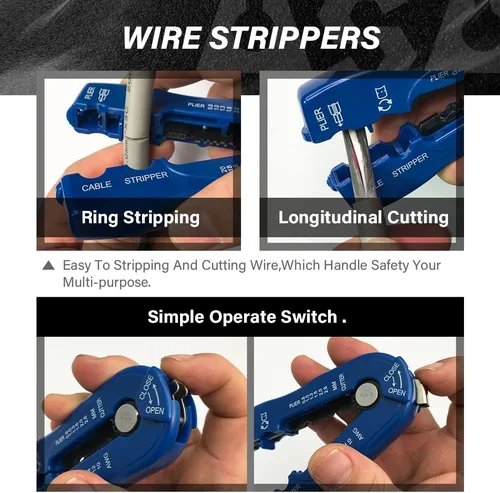 Miniatura 3 de ASA TOOLS CSB - Pelacables y cortador, herramienta de pelado de cables de alta resistencia múltiple para pelar cables, corte (cuchillas dobles)