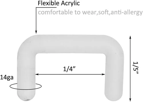 Miniatura 6 de PiercingJ 20 piezas de 14G 16G Bioflex Clear Bioflex Septum Anillos Retenedores Flexible Acrílico Anillo de nariz Retenedor en forma de U Piercing
