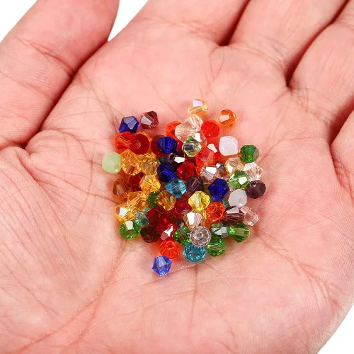 Miniatura 2 de 200 cuentas de cristal de transparencia austriaca, cuentas de vidrio bicona, cuentas espaciadoras sueltas para manualidades, pulseras, aretes