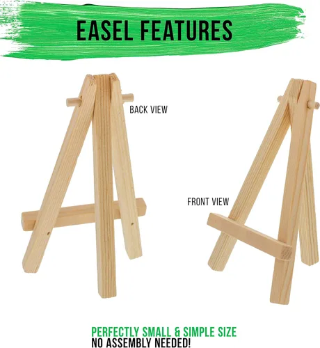 Miniatura 3 de U.S. Art Supply Lienzo estirado de 2 x 2 pulgadas con kit de caballete de 5 pulgadas (paquete de 12) – Soporte de mesa de madera natural con marco