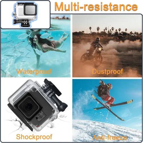 Miniatura 6 de Carcasa impermeable para GoPro Hero 5 6 7 Negro, carcasa protectora de buceo subacuático con soporte para Go Pro Hero5 6 Hero7 Kit de accesorios