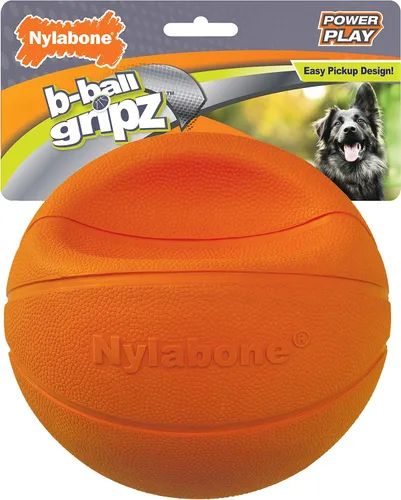 Miniatura 14 de Nylabone Power Play Gripz - Juguete de fieltro de goma para baloncesto, pelota chirriante para perros, tamaño mediano (1 unidad)