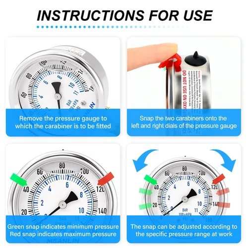Miniatura 18 de MEANLIN MEASURE Medidor de presión de acero inoxidable relleno de líquido de 0 ~ 300 psi, esfera de cara NPT de 2 pulgadas para compresor de aire