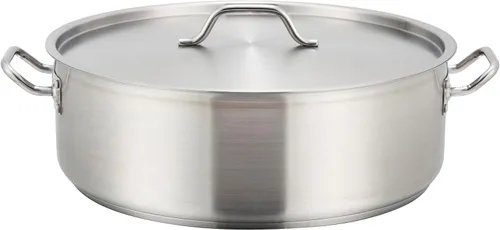 Winco - Brasero de acero inoxidable de grado comercial con tapa, 30 cuartos de galón
