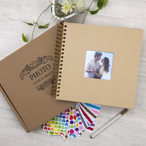 Miniatura 6 de Álbum de 8 x 8 pulgadas con tapa dura, 80 páginas de cartulina y espiral metálico, ideal como álbum de fotos y para hacer collages, un buen regalo