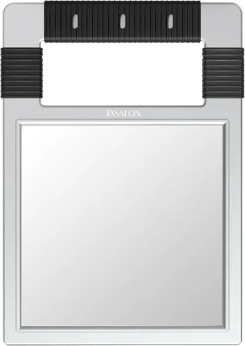 TASALON Espejo de mano irrompible, plateado, rectangular, soporte de mesa, marco de ABS, espejo de mano para barbero, salón, maquillaje, ducha Plata