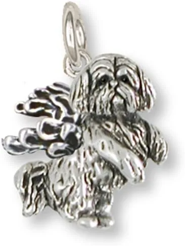 Joyería de ángel Shih Tzu de plata esterlina Shih Tzu Angel Charm Hecho a mano Joyería para perros SZ20-AC, Metal, No es una piedra preciosa