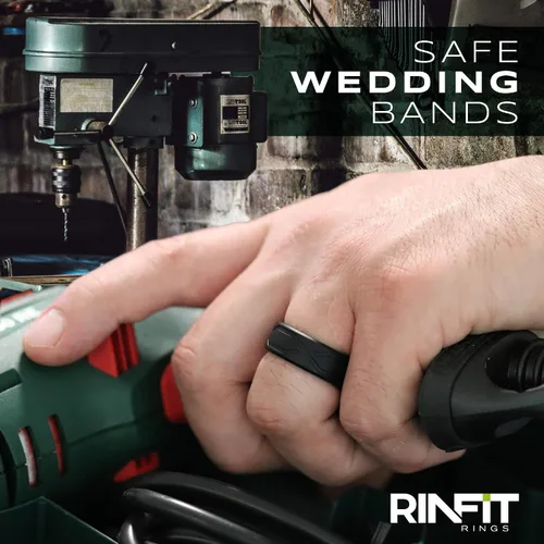 Miniatura 8 de Rinfit Anillos de silicona para mujeres y hombres, juegos de anillos de boda de silicona para él y ella, anillos de boda de goma de diseño