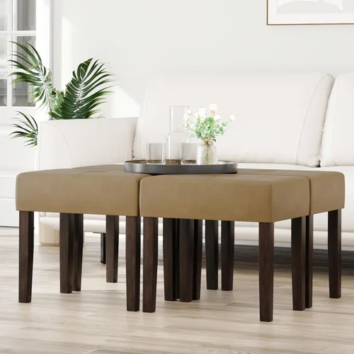 Miniatura 6 de EOSVALO Taburete de tocador de cuero, banco otomano rectangular de 18.7 pulgadas de ancho para sala de maquillaje, silla de tocador con patas