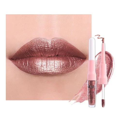 Miniatura 36 de evpct Juego de delineador de labios y lápiz labial metálico rosa claro, para mujeres, de larga duración, impermeable, 24 unidades, color rosa claro