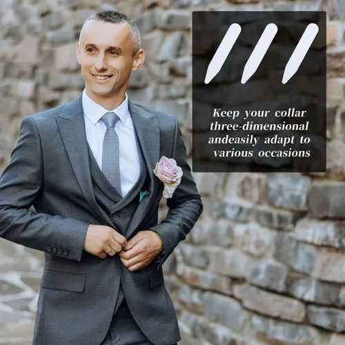 Miniatura 5 de 90 piezas de 2 pulgadas para camisas de vestir de hombre, estancias de cuello de plástico, estancias de cuello de camisa para hombres, pestañas