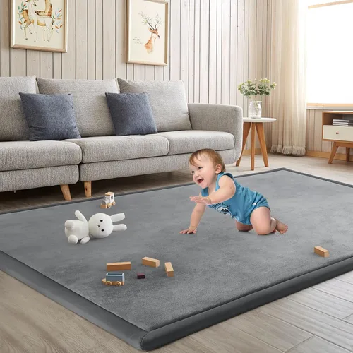 Miniatura 30 de Alfombra de juego para acostar al bebé, alfombrilla para guardería, tapete tipo tatami de espuma viscoelástica de 1.3 pulgadas de grosor, para bebés