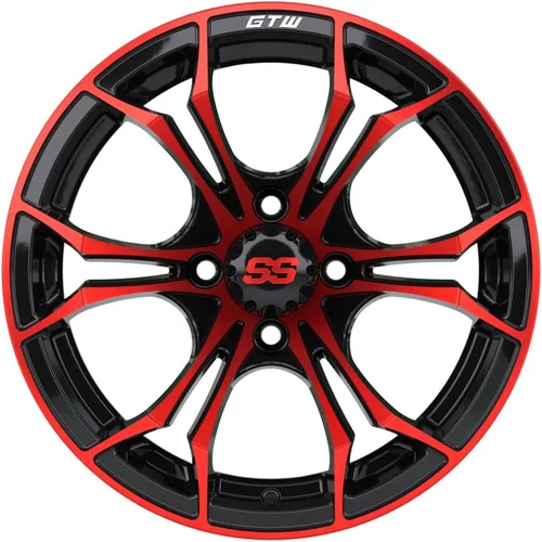 Miniatura 4 de GTW Combo de ruedas y neumáticos para carrito de golf de 14 pulgadas Ruedas Spyder rojo/negro en neumáticos Fusion GTR Street 205/40-R14