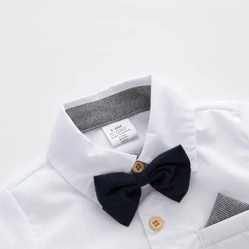 Miniatura 17 de Conjunto de pantalones cortos azules para bebé, trajes formales para bebés