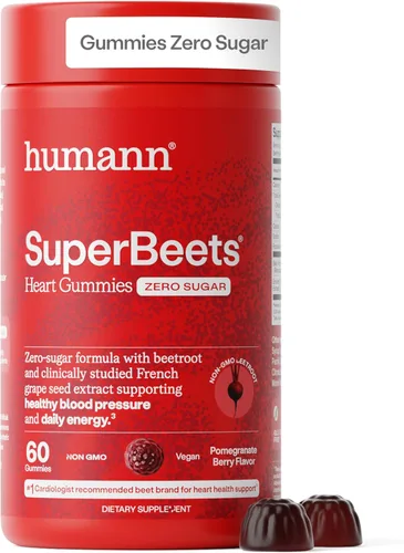 HumanN SuperBeets - Gomitas de circulación de óxido nítrico sin azúcar, apoyo diario de presión arterial para la salud del corazón, extracto de