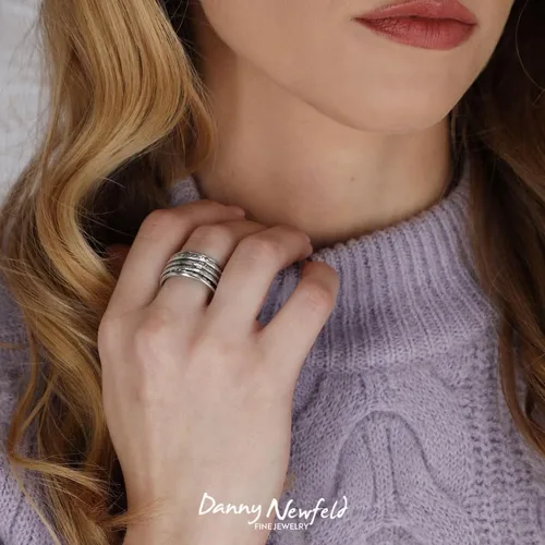Miniatura 2 de Paz Creations - Anillos giratorios de plata de ley 925 para mujeres y hombres, anillo de meditación de banda gruesa con patrón martillado, joyería