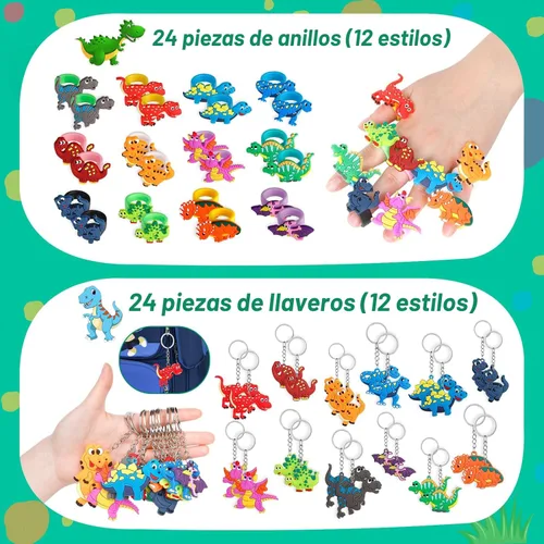 Miniatura 4 de INNOCHEER Favores de Fiesta de Dinosaurio, Decoraciones de Cumpleaños de Dinosaurio Paquete de 24 Suministros de Fiesta de Dinosaurio Decoraciones
