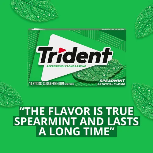 Miniatura 6 de Trident Goma de mascar de menta verde sin azúcar, 3 paquetes de 14 piezas (42 piezas en total)