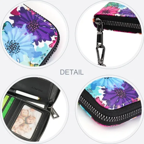 Miniatura 4 de APHISON Billetera para mujer, de gran capacidad, para tarjetas de crédito, RFID, monedero, luna, lindo, animal, floral, celular, pulsera, teléfono