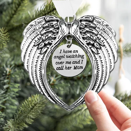 Miniatura 15 de Adornos Colgantes Conmemorativos de Navidad Alas de Ángel, Regalos de Memoria Colgante "I Have a Angel Watching Over Me I Call Her Aunt", Regalo