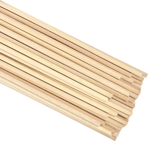 Varillas de madera de 3/8 x 24 pulgadas, redondas, sin terminar, para manualidades, piruletas, soporte para pasteles, 50 unidades