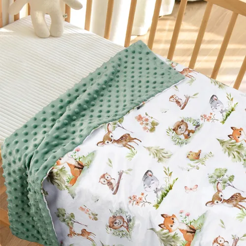 Miniatura 2 de BORITAR Manta de bebé para niños y niñas, súper suave de doble capa de minky con respaldo punteado, encantadora manta con diseño de animales