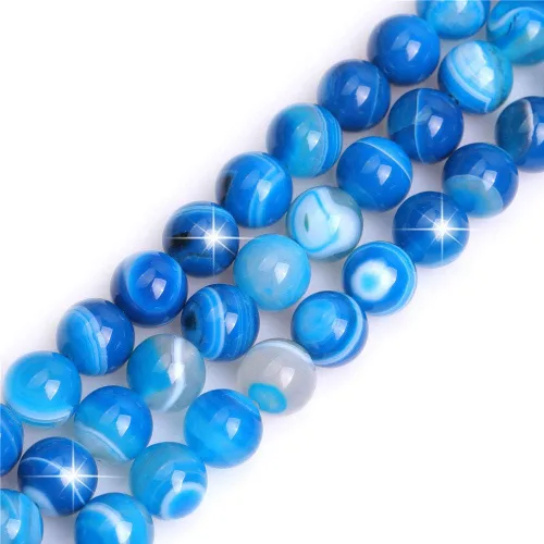 Miniatura 195 de GEM-Inside - Cuentas redondas de ágata de ónix azul claro natural de 0.394 pulgadas (0.394 in) con agujero grande para hacer joyas, suministros