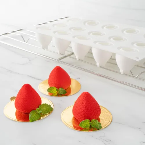 Miniatura 8 de Restaurantware - Molde de silicona para fresas de 15 cavidades, 1 molde de fresa listo para horno, flexible, congelable, blanco de silicona