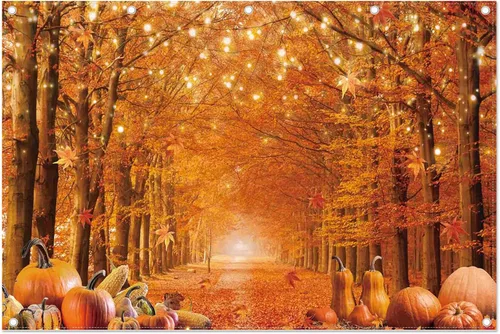 Miniatura 8 de Fondo de fotografía de otoño de 7 x 5 pies, hojas de arce de otoño, calabaza, fondo para dar amigos, suministros de fiesta de Acción de Gracias