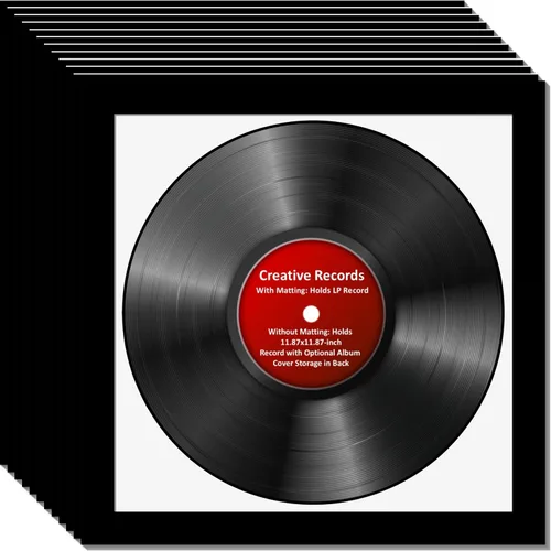 Miniatura 6 de Creative Picture Frames 4Pk-Lp12.5X12.5Bk-B Lp - Marco para álbum de vinilo con paspartú negro, inserto de disco Lp, vidrio y colgador de pared