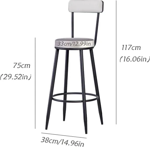 Miniatura 3 de Taburetes de bar altos, silla de bar creativa, estilo industrial simple con respaldo, taburete alto para el hogar, cocina, restaurante, cafetería