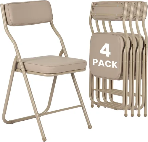 Miniatura 15 de Paquete de 2 sillas plegables acolchadas con cojín, juego de sillas de comedor plegables portátiles para interiores y exteriores, apilables